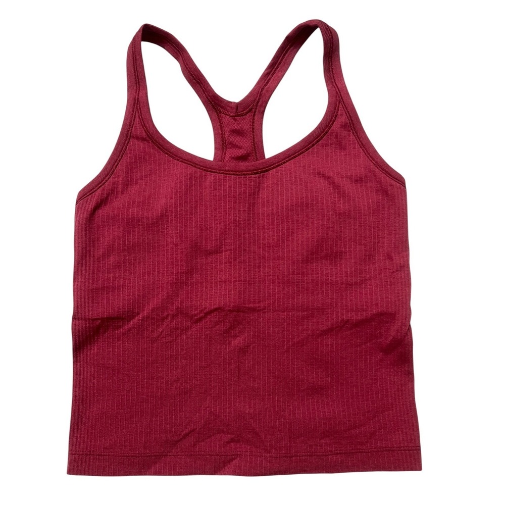 Lululemon Women's Ebb to Street Tank Berry Red Ribbed Racerback Size 6 - Picture 2 of 6